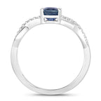 Blue Sapphire Ring With Diamonds 1.02 Carats 14K White Gold