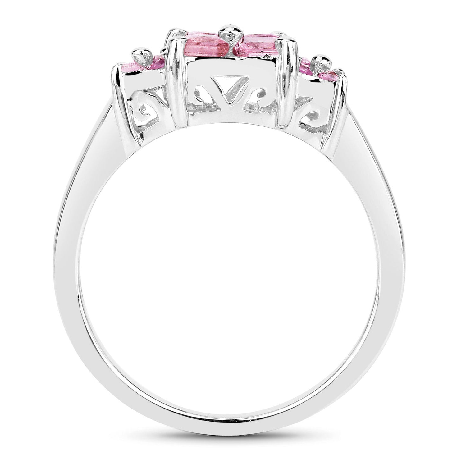 Pink Sapphire Ring 0.92 Carats Sterling Silver