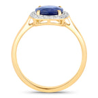 Blue Sapphire Ring With Diamonds 1.92 Carats 18K Yellow Gold