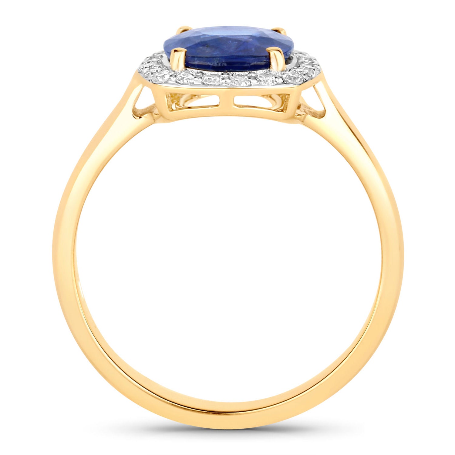 Blue Sapphire Ring With Diamonds 1.92 Carats 18K Yellow Gold