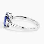Blue Sapphire Ring With Diamonds 2.14 Carats 18K White Gold