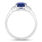 Blue Sapphire Ring With Diamonds 2.66 Carats 18K White Gold