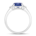Blue Sapphire Ring With Diamonds 2.48 Carats 18K White Gold