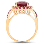 Ruby Ring 5.02 Carats Gold Plated Silver