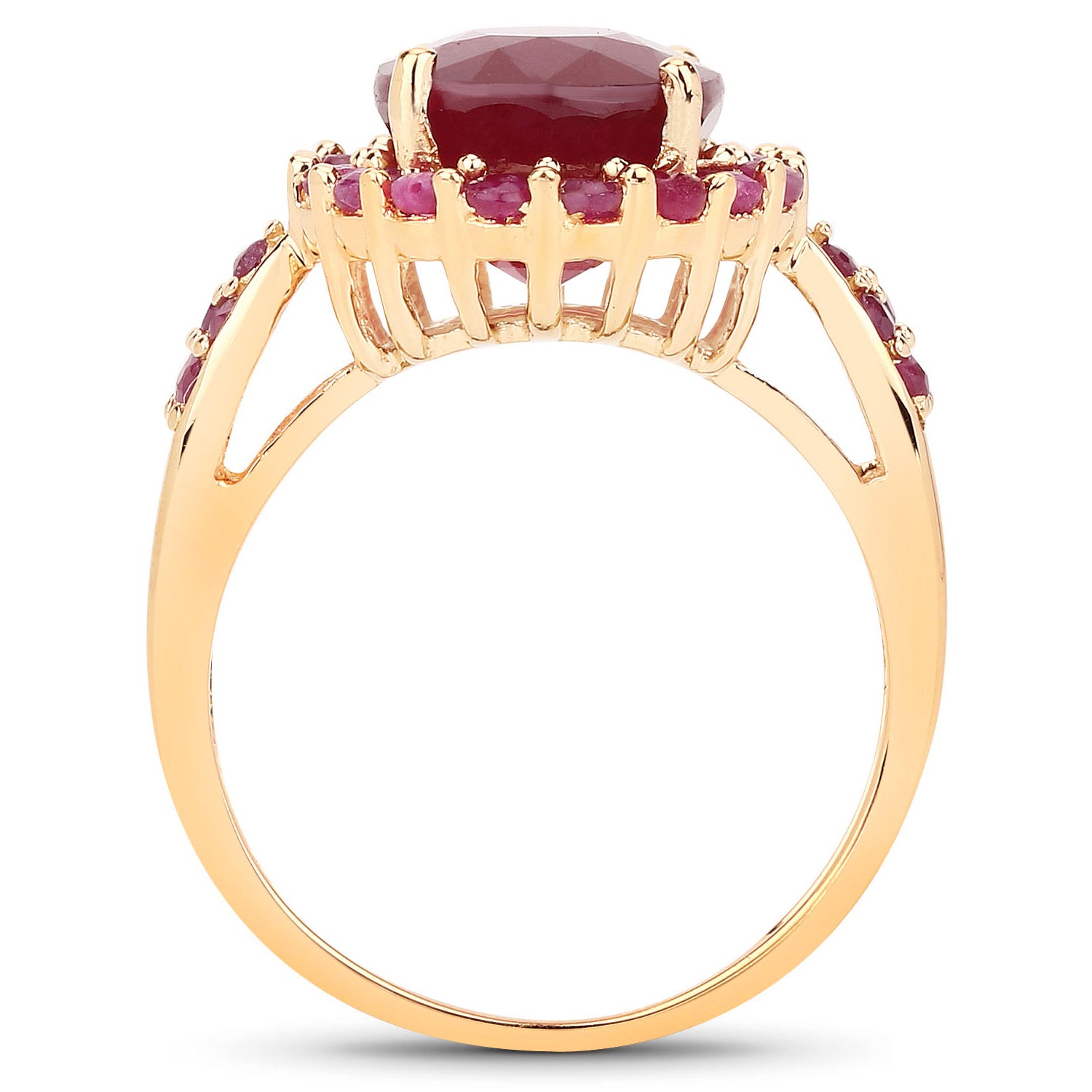 Ruby Ring 5.02 Carats Gold Plated Silver