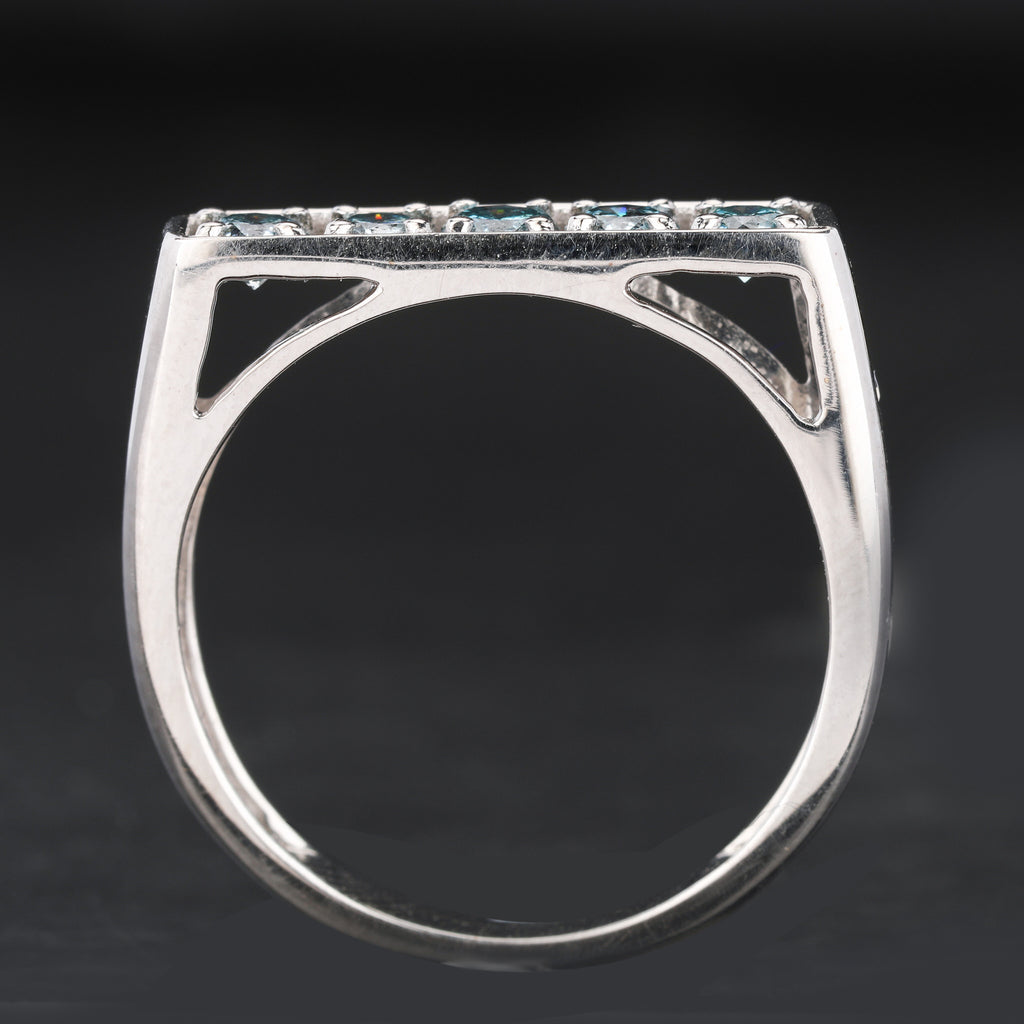 Blue Diamond Ring 0.5 Carats 9K White Gold