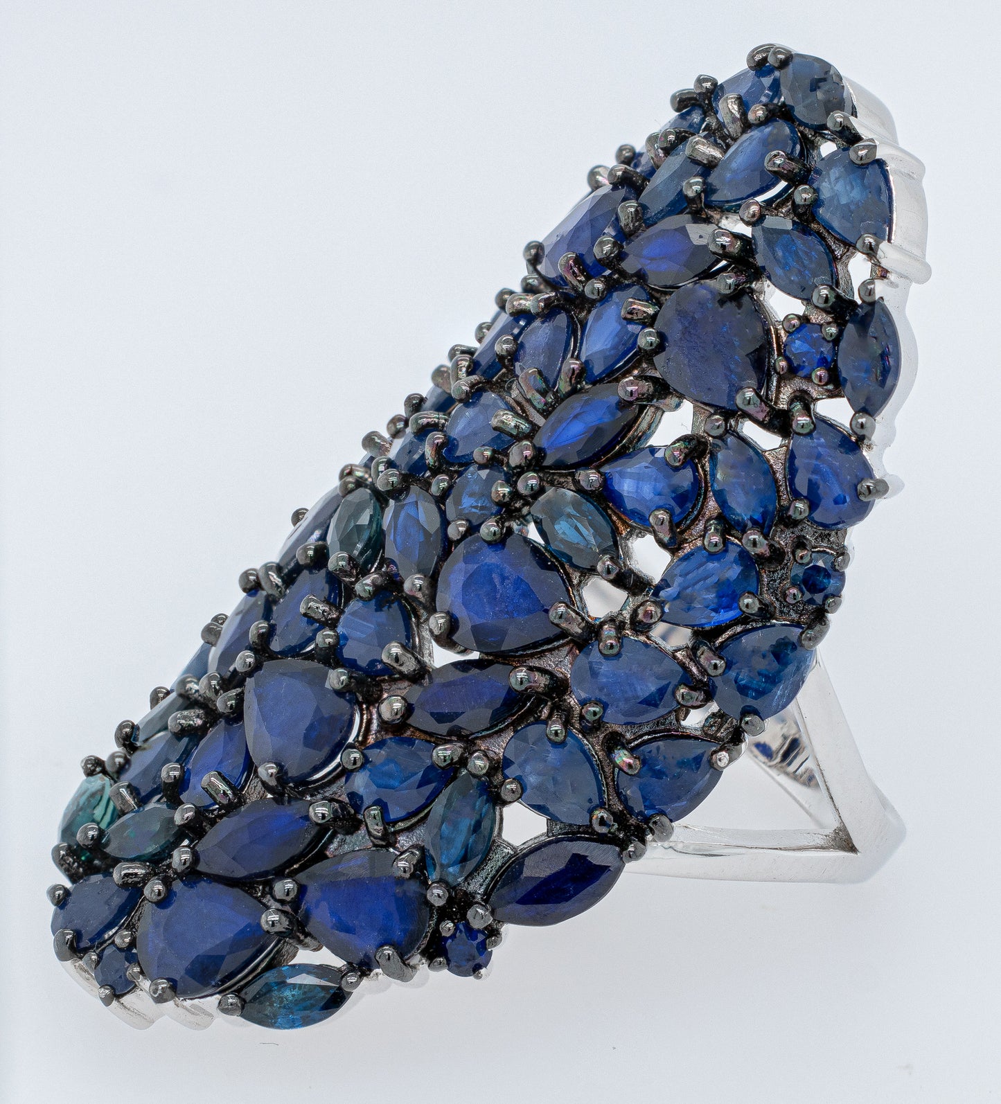 Blue Sapphire Cluster Ring 9.2 Carats