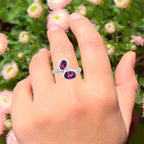 Purple Garnet Ring 2 Carats Sterling Silver