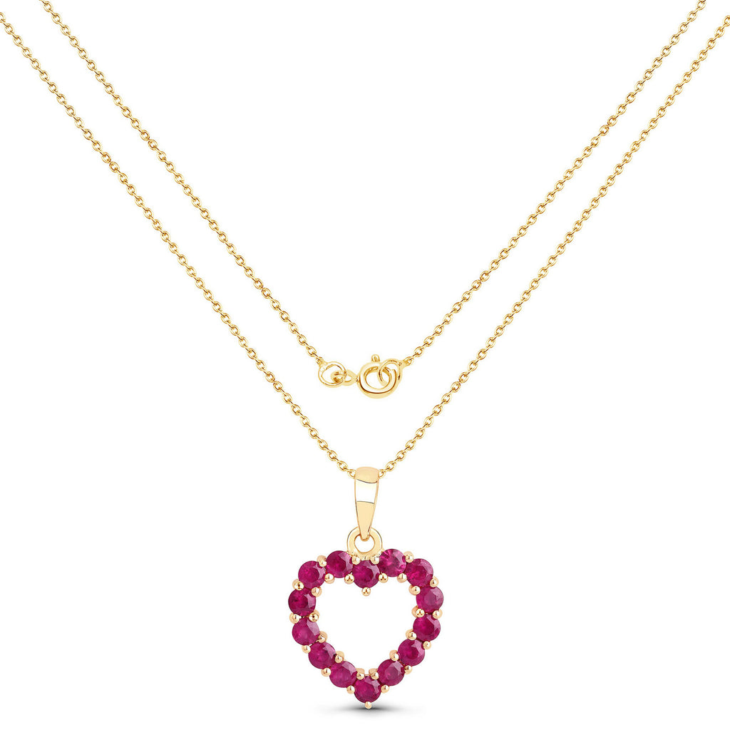 Ruby Heart Pendant 0.42 Carats 10K Yellow Gold
