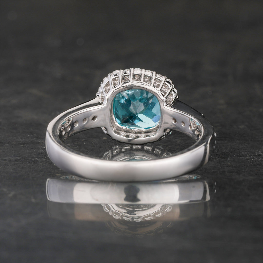 Apatite Ring With Diamonds 1.85 Carats 9K White Gold