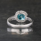 Apatite Ring With Diamonds 1.85 Carats 9K White Gold