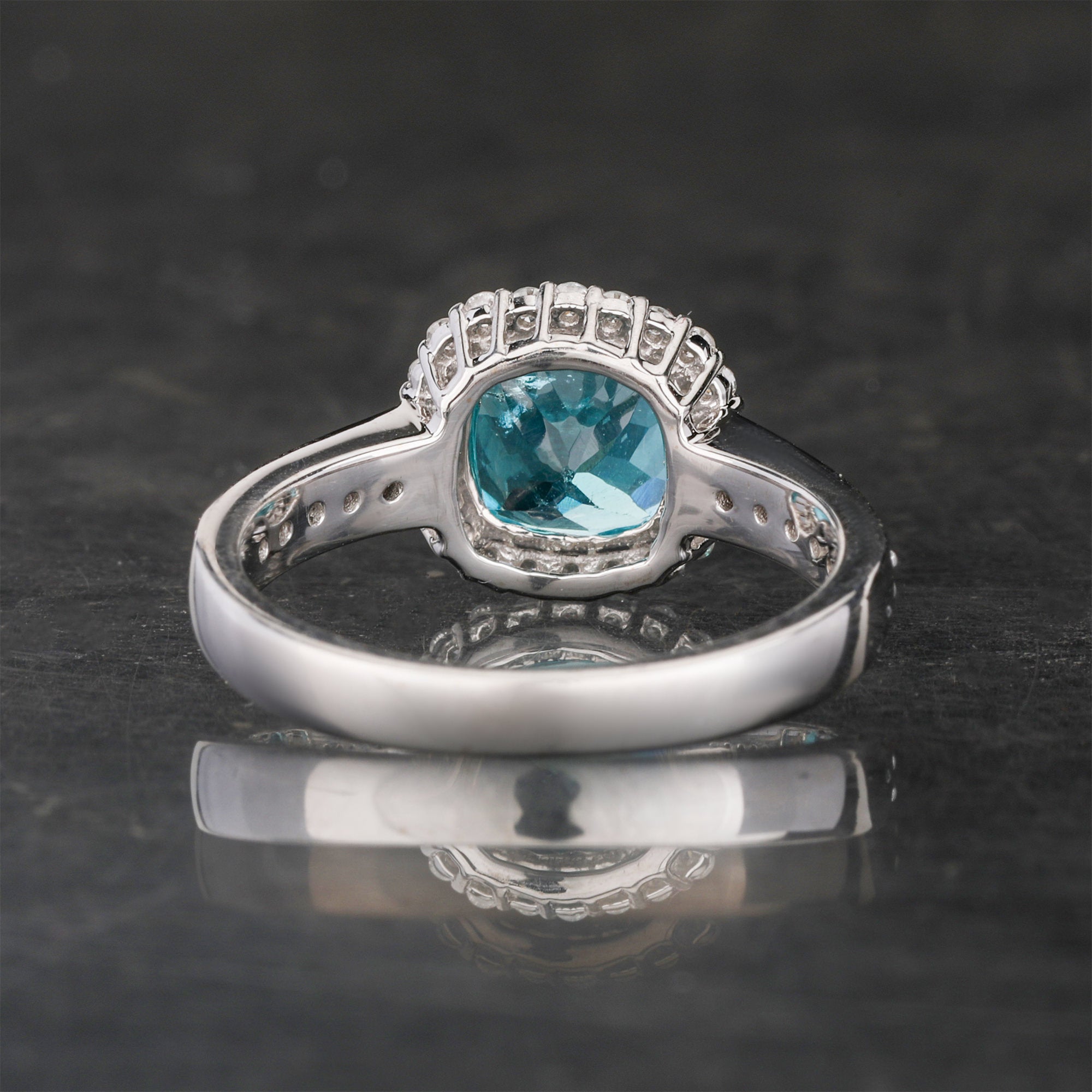 Apatite Ring With Diamonds 1.85 Carats 9K White Gold