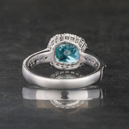 Apatite Ring With Diamonds 1.85 Carats 9K White Gold