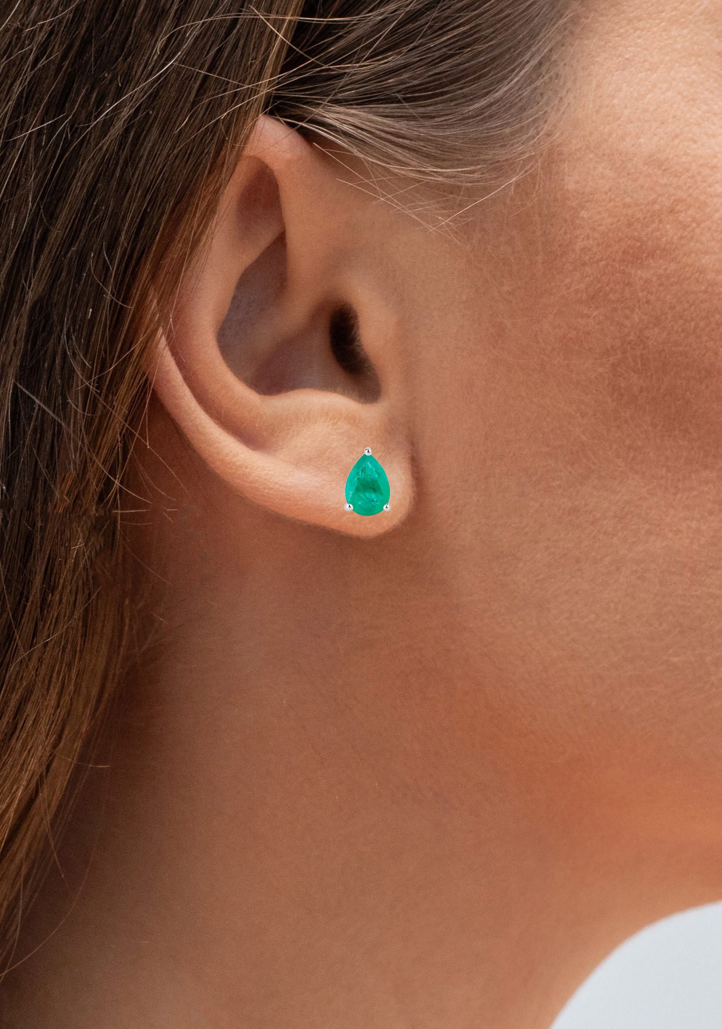 Zambian Emerald Stud Earrings 1.29 Carats 10K White Gold