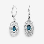 London Blue Topaz Earrings With White Topaz 1.26 Carats Sterling Silver