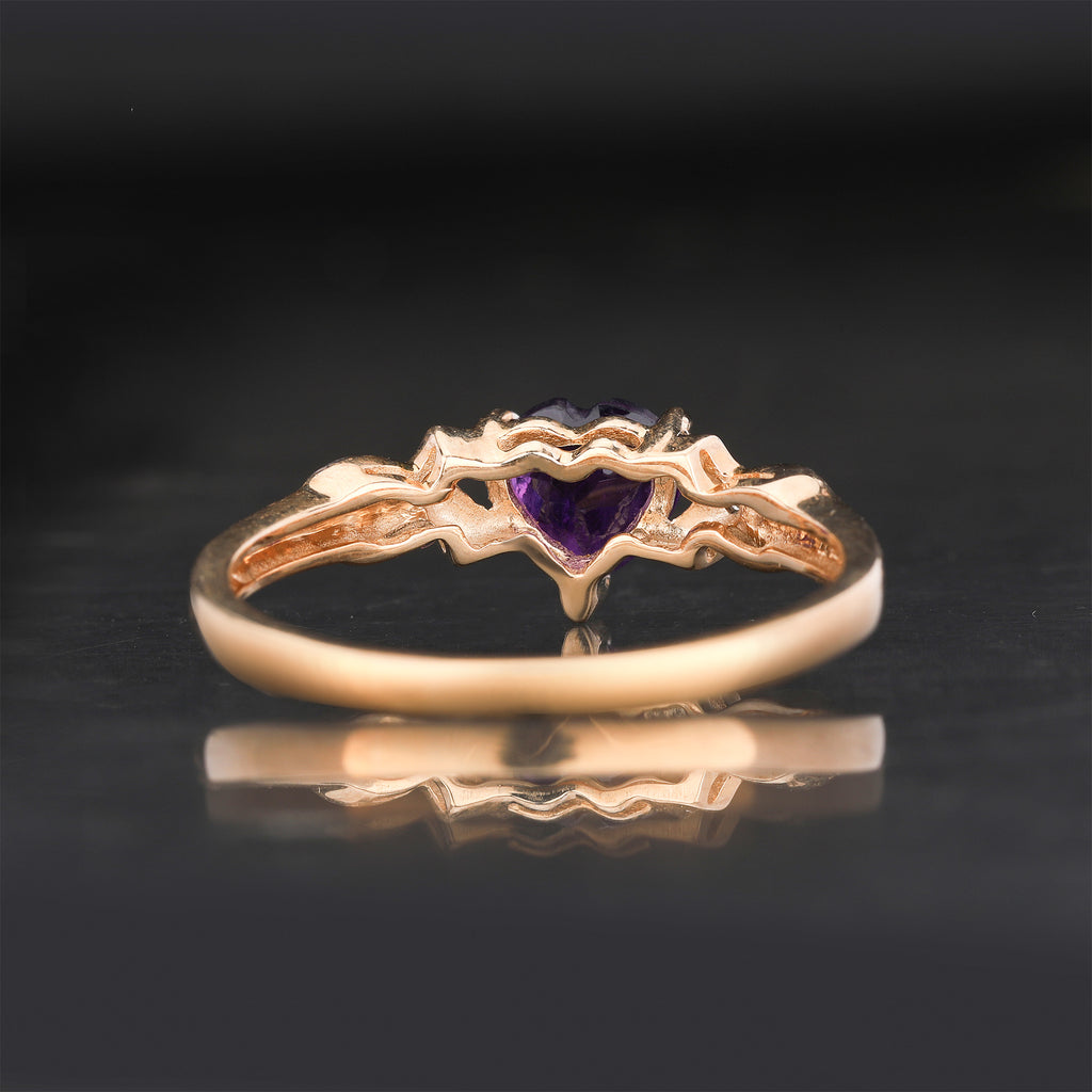 Amethyst Ring With Diamonds 0.43 Carats 9K Yellow Gold