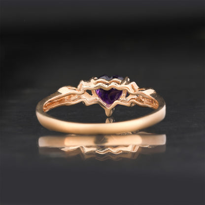 Amethyst Ring With Diamonds 0.43 Carats 9K Yellow Gold