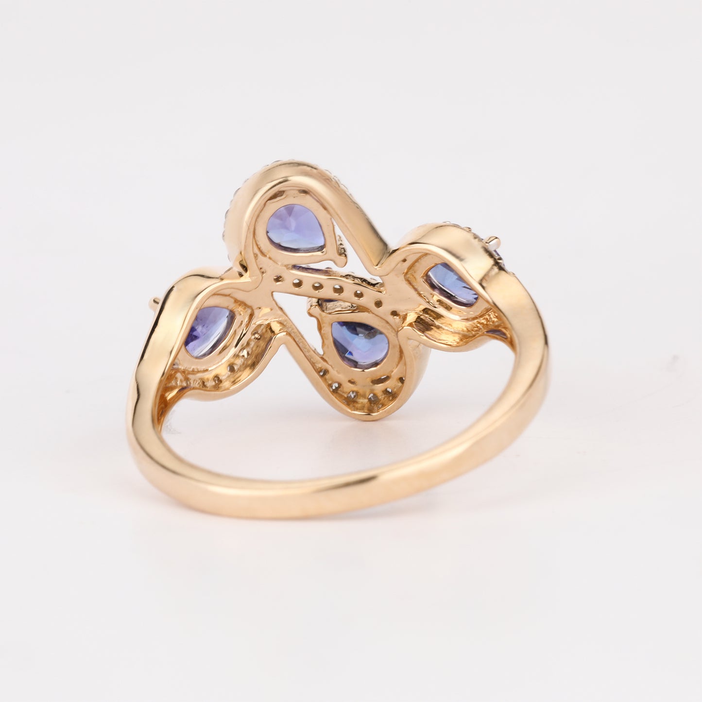 Natural Tanzanite Ring With Diamonds 1.3 Carats 9K Yellow Gold