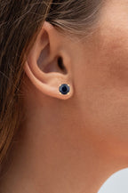 Blue Sapphire Stud Earrings 1.69 Carats 10K Yellow Gold