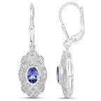 Natural Tanzanite Earrings With White Topaz 1.08 Carats Sterling Silver