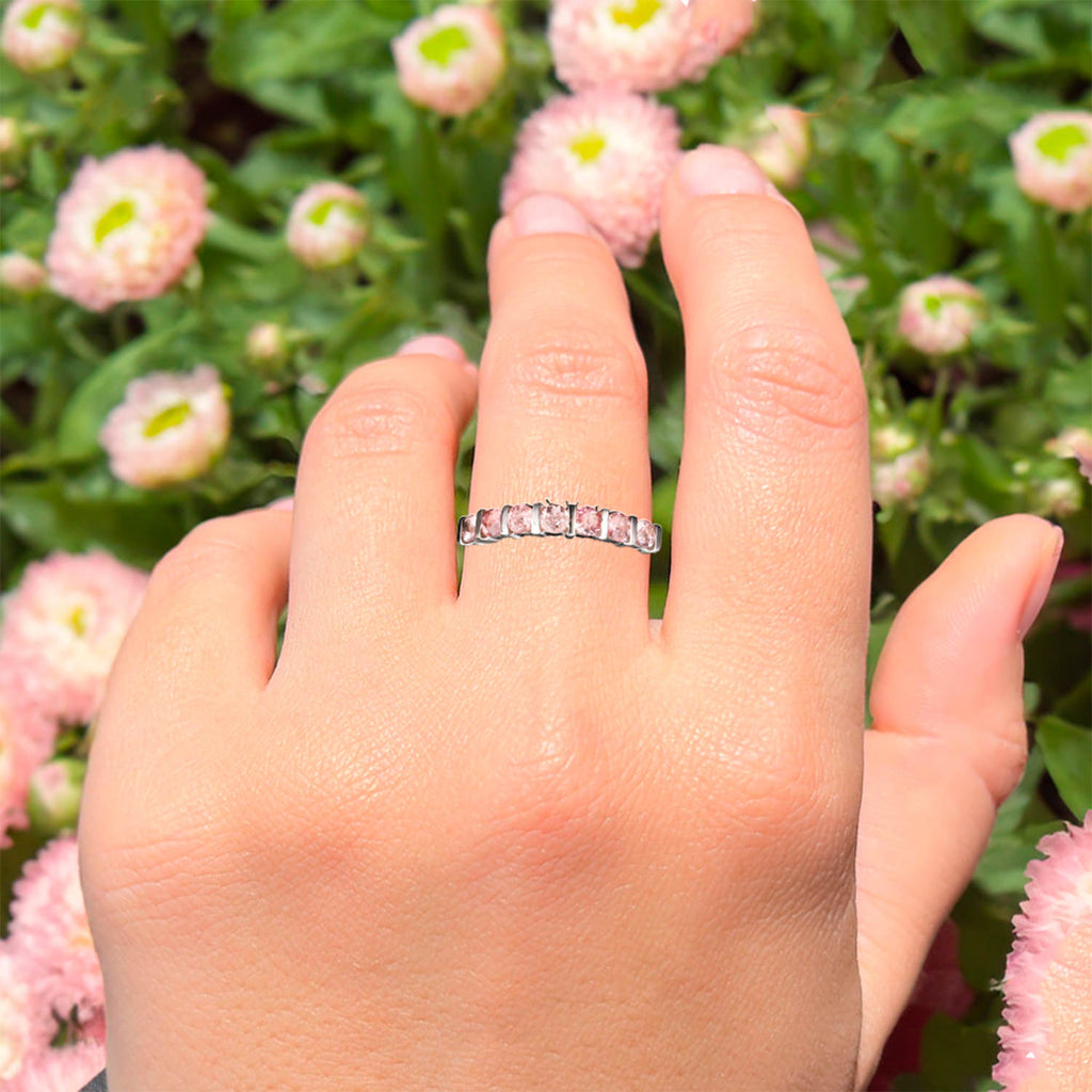 Natural Pink Tourmaline Ring 1.26 Carats Sterling Silver