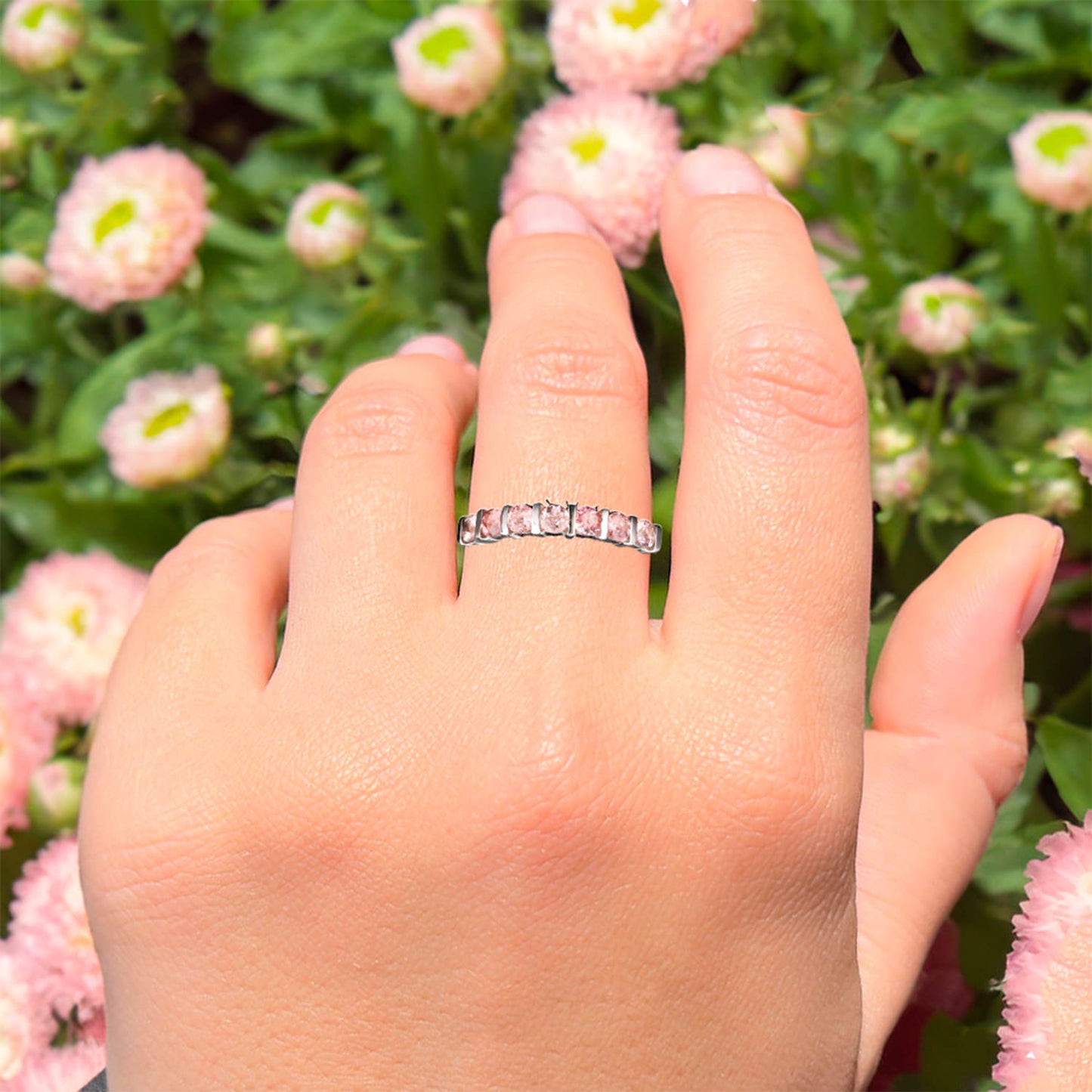 Natural Pink Tourmaline Ring 1.26 Carats Sterling Silver