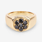 Black Diamond Ring 0.9 Carats Gold Plated Silver