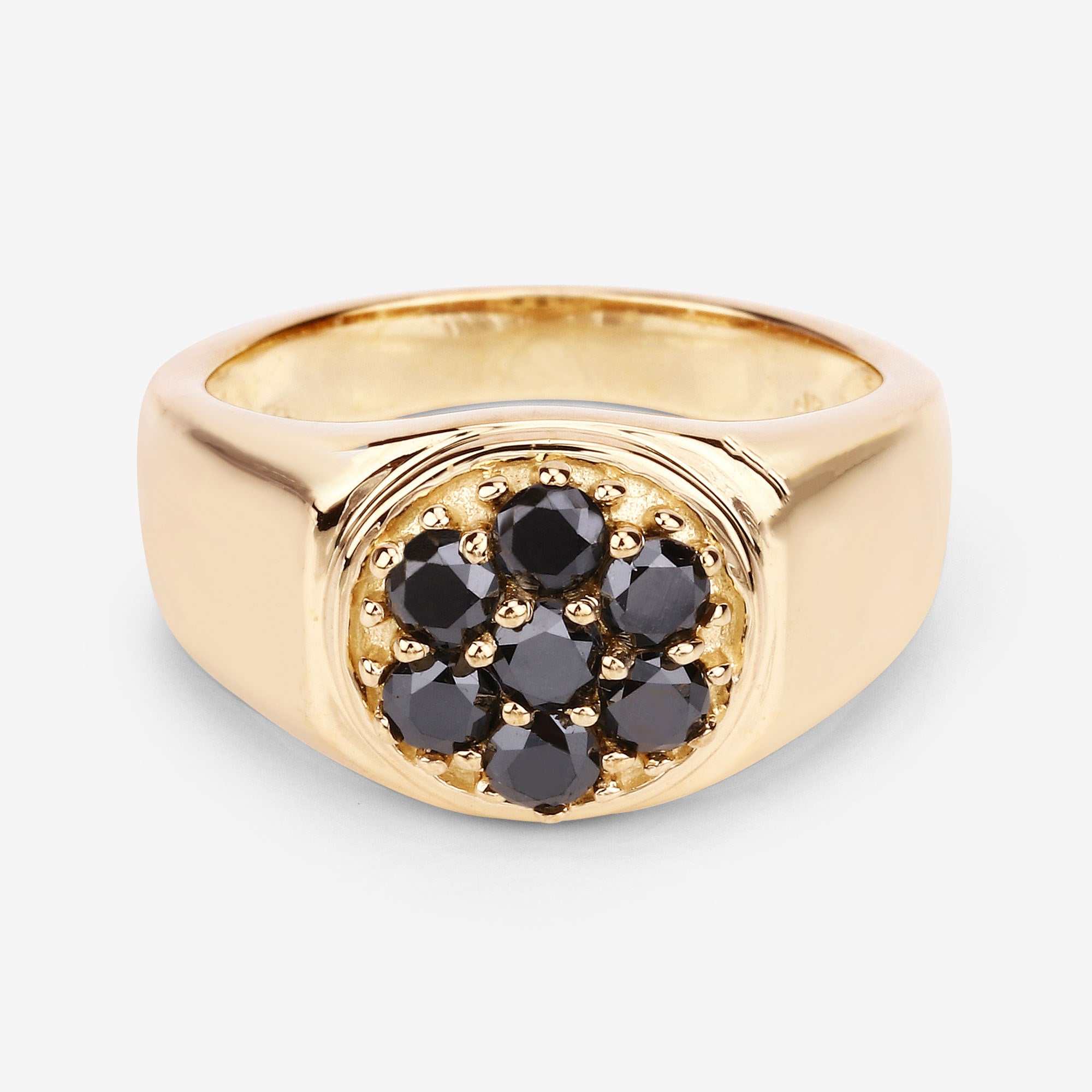 Black Diamond Ring 0.9 Carats Gold Plated Silver