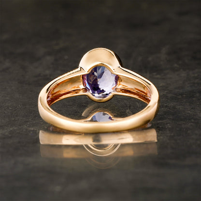 Natural Tanzanite Ring 1.7 Carats 9K Yellow Gold