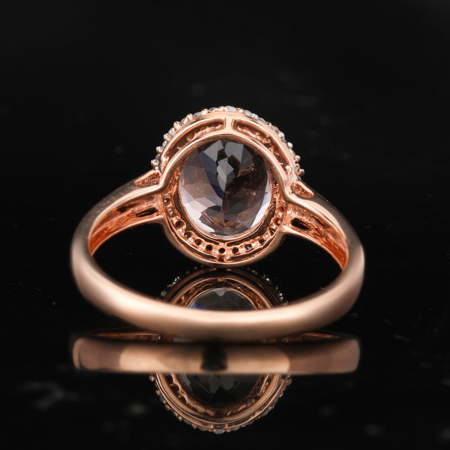 Morganite Ring With Diamonds 2.21 Carats 9K Rose Gold