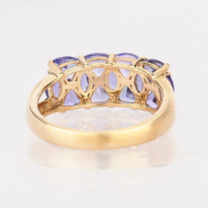 Natural Tanzanite Cluster Ring 2.54 Carats 9K Yellow Gold