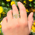 Natural Ethiopian Opal Ring With White Topaz 0.96 Carats Gold Plated Silver
