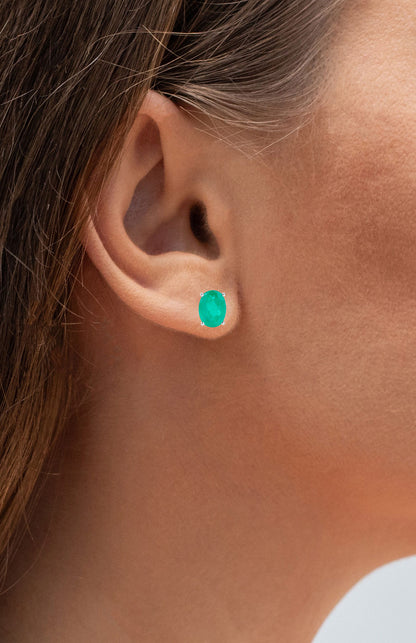 Zambian Emerald Earrings 2.38 Carats 10K White Gold