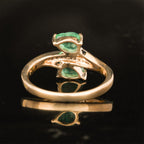 Natural Zambian Emerald Ring With Diamonds 0.74 Carats 9K Yellow Gold