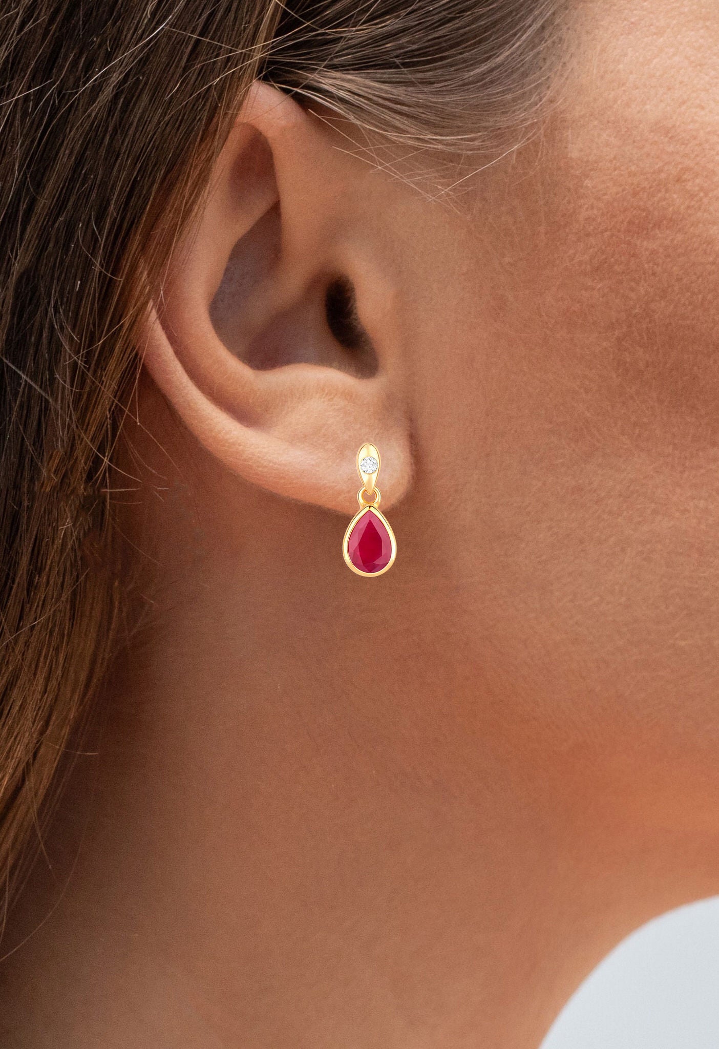 Ruby Earrings Diamonds 1.64 Carats 10K Yellow Gold