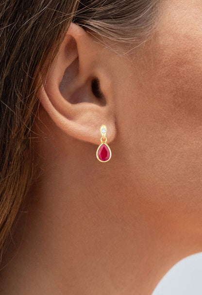 Ruby Earrings Diamonds 1.64 Carats 10K Yellow Gold