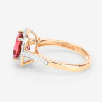 Natural Pink Tourmaline Ring With Diamonds 2.68 Carats 14K Yellow Gold