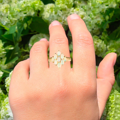 Natural Ethiopian Opal Ring 1.16 Carats Gold Plated Silver