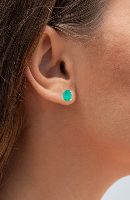 Zambian Emerald Earrings 1.42 Carats 10K White Gold