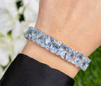 Blue Topaz Tennis Bracelet 58 Carats Rhodium Plated Sterling Silver
