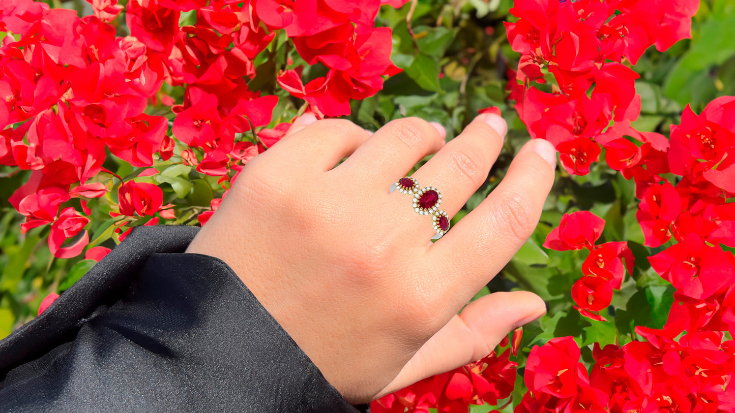 Ruby Ring With Diamonds 1.60 Carats 18K Gold