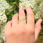 Sky Blue Topaz Ring With White Zircon 0.75 Carats Gold Plated Silver