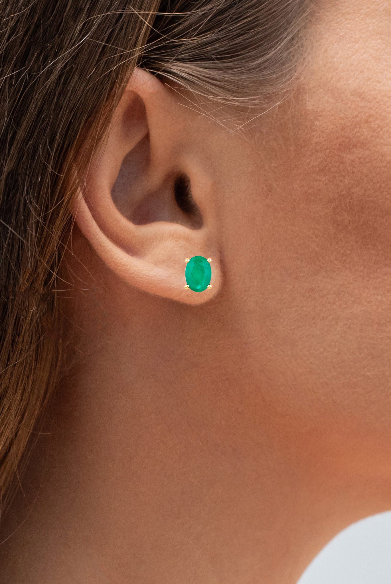 Zambian Emerald Earrings 1.42 Carats 10K Yellow Gold