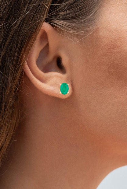 Zambian Emerald Earrings 1.42 Carats 10K Yellow Gold