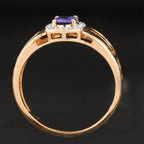 Natural Tanzanite Ring With White Zircon 0.89 Carats 9K Yellow Gold