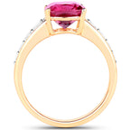 Natural Rubellite Ring With Diamonds 2.6 Carats 14K Yellow Gold