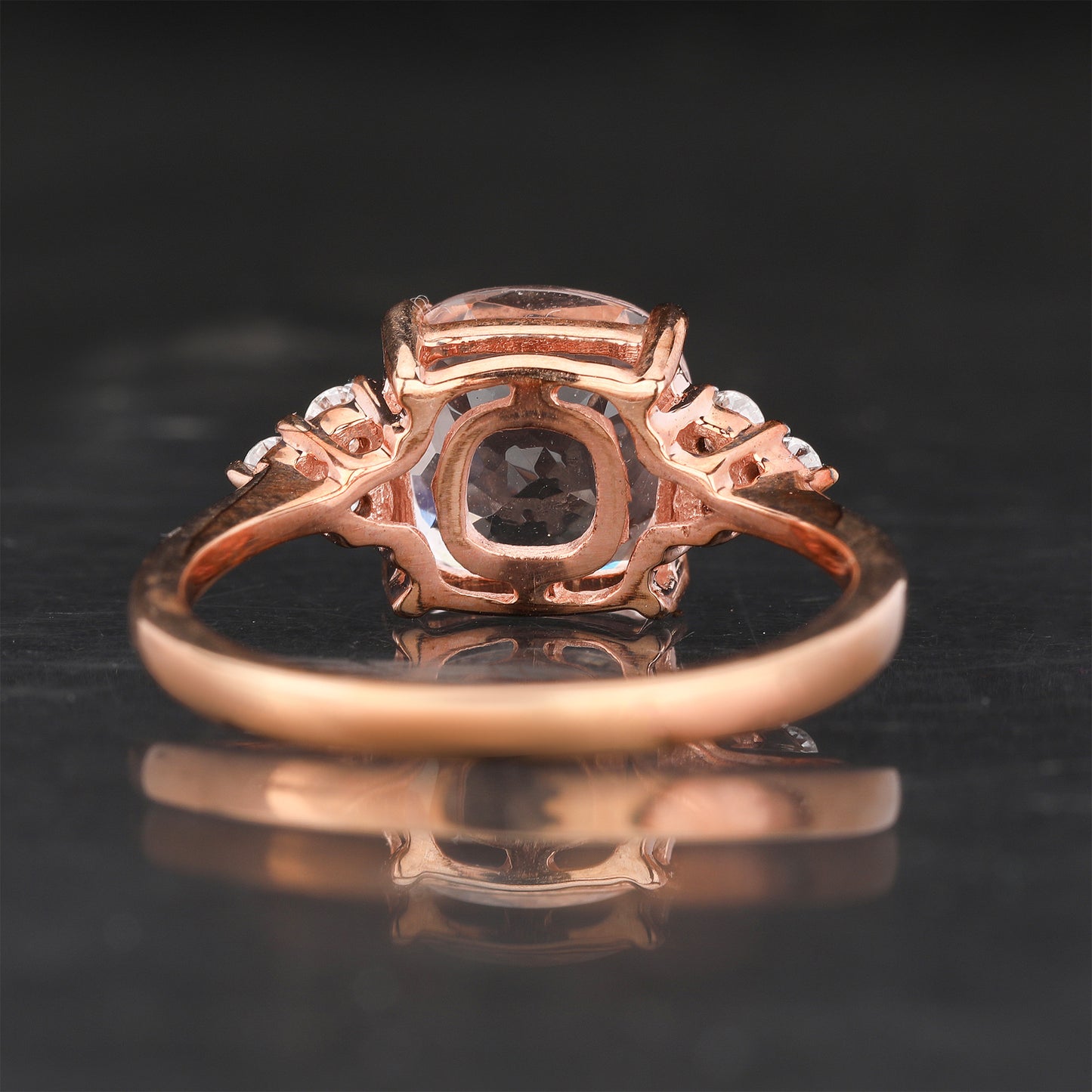 Morganite Ring With Diamonds 2.43 Carats 9K Rose Gold