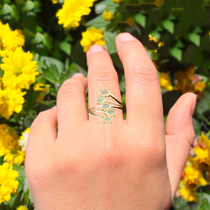 Natural Ethiopian Opal Ring 1.20 Carats Gold Plated Silver