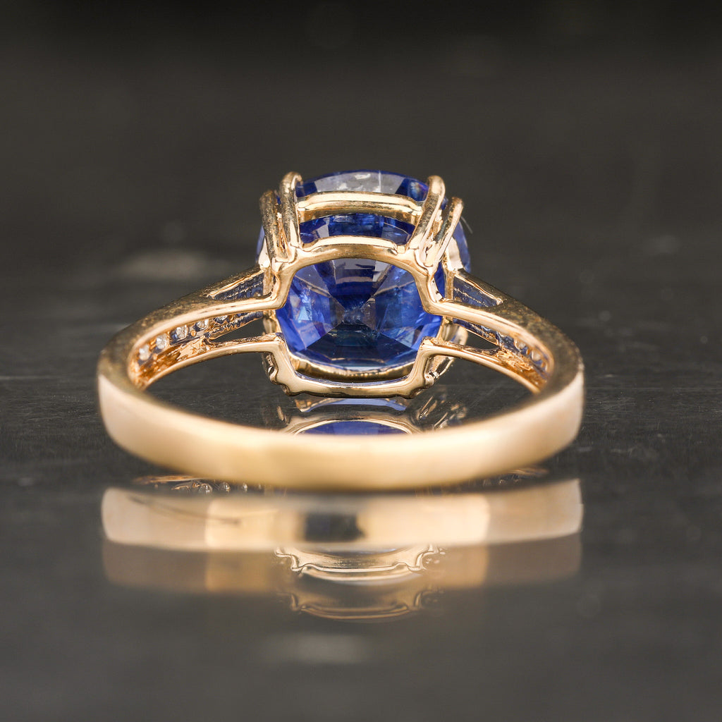 Kyanite Ring With Diamonds 4.92 Carats 9K Yellow Gold
