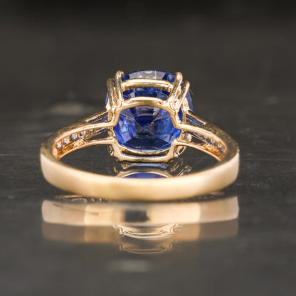 Kyanite Ring With Diamonds 4.92 Carats 9K Yellow Gold